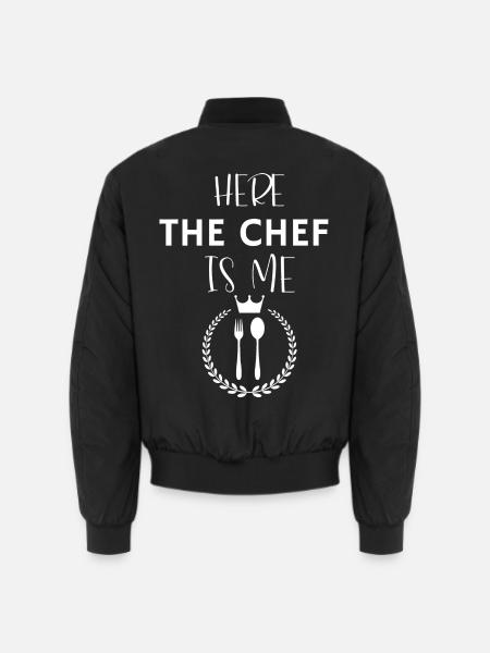 Kitchen apron here the chef us me - Unisex Bomber Jacket - black