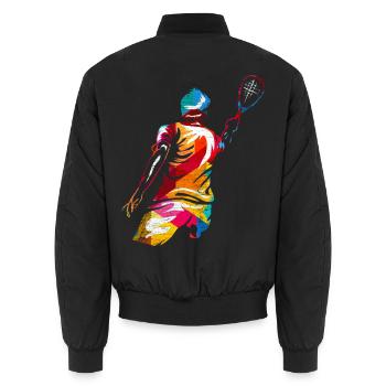 Rasanter Speedminton Straßensport - Unisex Bomberjacke - Schwarz - Hinten - AI Model Male 185 light (185cm)