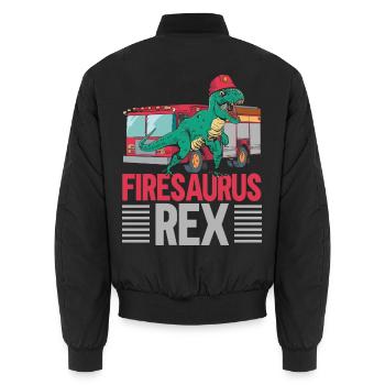 Firesaurus Rex Feuerwehrmann Feuerwehrmann Dinosau - Unisex Bomberjacke - Schwarz - Hinten - AI Model Male 185 light (185cm)