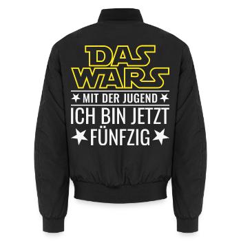 50th Birthday Fifty That's It With Youth - Unisex Bomber Jacket - black - Back - AI Model Male 185 light (185cm)