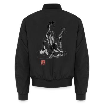 Japaner spielen Shamisen - Unisex Bomberjacke - Schwarz - Hinten - AI Model Male 185 light (185cm)