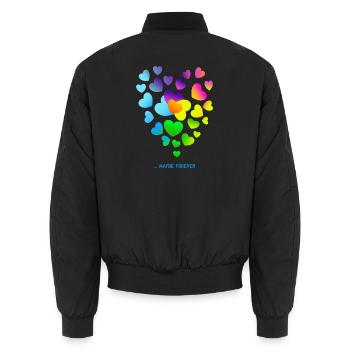 Herzen bunte Herzen Herzen Haufen - Unisex Bomberjacke - Schwarz - Hinten - AI Model Male 185 light (185cm)