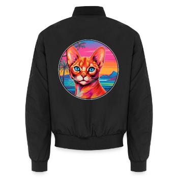 Red Devon Rex Katzenrasse Aquarell Cartoon Kawaii - Unisex Bomberjacke - Schwarz - Hinten - AI Model Male 185 light (185cm)