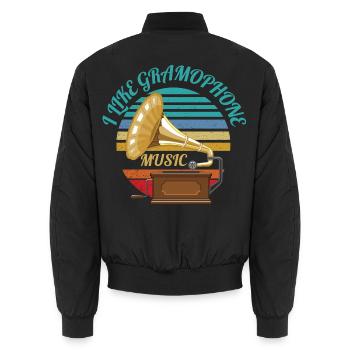 ICH MAG GRAMMOPHONMUSIK - Unisex Bomberjacke - Schwarz - Hinten - AI Model Male 185 light (185cm)