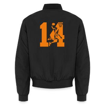 NUMBER 14 BASKETBALL 14TH BIRTHDAY - Unisex Bomber Jacket - black - Back - AI Model Male 185 light (185cm)