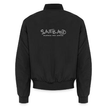 Sauerland makes me smile silber - Unisex Bomberjacke - Schwarz - Hinten - AI Model Male 185 light (185cm)