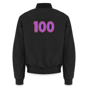 100. 100 JAHRE. 100-JÄHRIGES JUBILÄUM - Unisex Bomberjacke - Schwarz - Hinten - AI Model Male 185 light (185cm)
