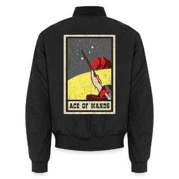 Ass der Stäbe Tarotkarte Schamane Wahrsagerei - Unisex Bomberjacke - Schwarz - Hinten - AI Model Male 185 light (185cm)