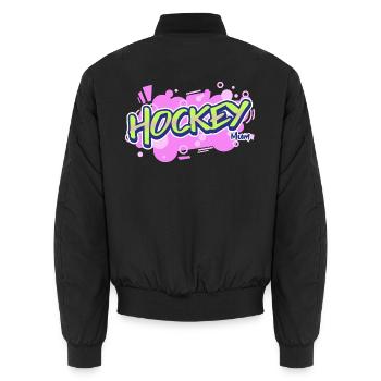 Feldhockey Mum PopArt TextDesign Geschenk - Unisex Bomberjacke - Schwarz - Hinten - AI Model Male 185 light (185cm)