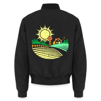 Ackerland Acker Agrar Design Farmland Grafik - Unisex Bomberjacke - Schwarz - Hinten - AI Model Male 185 light (185cm)