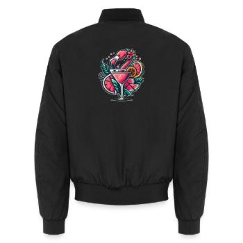 Flamingo Cocktail Logo - Unisex Bomber Jacket - black - Back - AI Model Male 185 light (185cm)