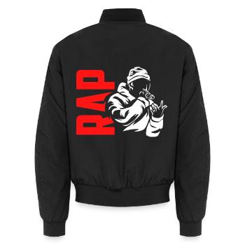 Wortgewaltiger Rap Freestylekampf - Unisex Bomberjacke - Schwarz - Hinten - AI Model Male 185 light (185cm)