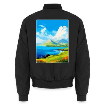 Isle Of Raasay Schottland Vereinigtes Königreich Vintage Reiseposter - Unisex Bomberjacke - Schwarz - Hinten - AI Model Male 185 light (185cm)