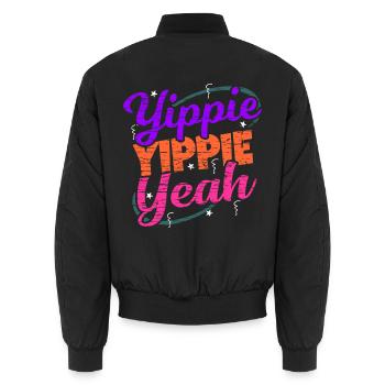 Yippie Yippie Yeah EDM Festival Musik Techno - Unisex Bomberjacke - Schwarz - Hinten - AI Model Male 185 light (185cm)