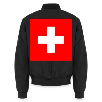 Schweiz - Unisex Bomberjacke - Schwarz - Hinten - AI Model Male 185 light (185cm)