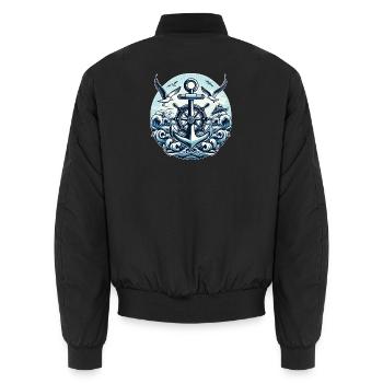 Anchor Steering Wheel Logo - Unisex Bomber Jacket - black - Back - AI Model Male 185 light (185cm)
