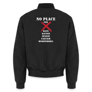 Kein Platz für Rassismus - Unisex Bomberjacke - Schwarz - Hinten - AI Model Male 185 light (185cm)