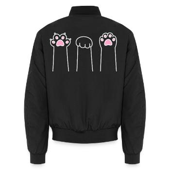 Cat Paw Game Cat Paws Scissors Stone Paper - Unisex Bomber Jacket - black - Back - AI Model Male 185 light (185cm)