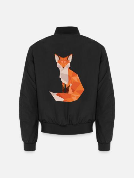 Low-Poly Fuchs Illustration Orange - Unisex Bomberjacke - Schwarz