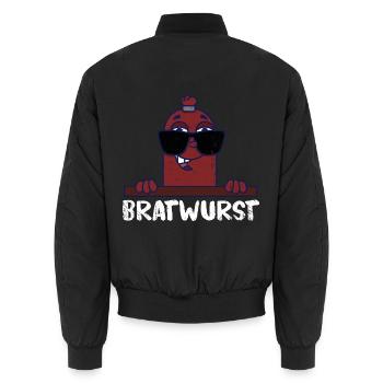 Herzhafte Bratwurst Imbissstand - Unisex Bomberjacke - Schwarz - Hinten - AI Model Male 185 light (185cm)