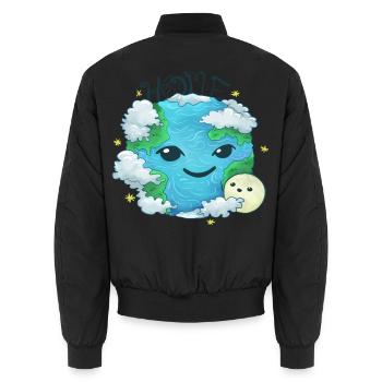 Erde Cartoon Home - Unisex Bomberjacke - Schwarz - Hinten - AI Model Male 185 light (185cm)