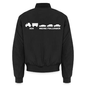 Ich meine Follower - Landwirt Bauer Traktor Autos - Unisex Bomberjacke - Schwarz - Hinten - AI Model Male 185 light (185cm)