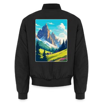 Dolomites Italy Vintage Travel Poster Souvenir WPA - Unisex Bomber Jacket - black - Back - AI Model Male 185 light (185cm)