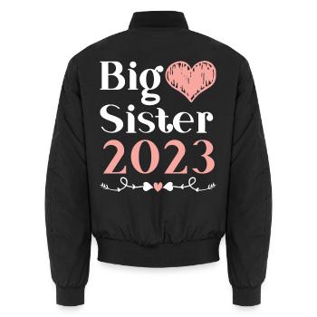 Große Schwester 2023 Großes Schwesterchen 23 - Unisex Bomberjacke - Schwarz - Hinten - AI Model Male 185 light (185cm)