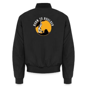 Zum Bouldern geboren Felskletterer Boulderer Bould - Unisex Bomberjacke - Schwarz - Hinten - AI Model Male 185 light (185cm)