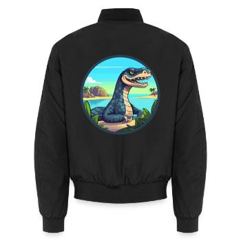 Anakonda Aquarell Cartoon Kawaii Clipart Tier - Unisex Bomberjacke - Schwarz - Hinten - AI Model Male 185 light (185cm)