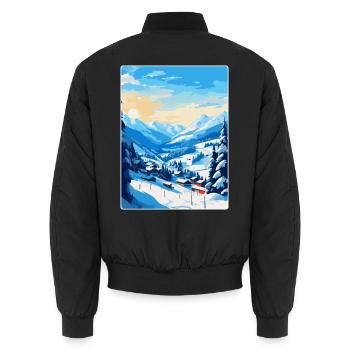 Saalbach Österreich Vintage Reiseplakat Souvenir - Unisex Bomberjacke - Schwarz - Hinten - AI Model Male 185 light (185cm)