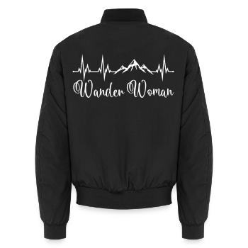 Wander Woman Wandern Herzschlag Berge Wanderwoman - Unisex Bomberjacke - Schwarz - Hinten - AI Model Male 185 light (185cm)