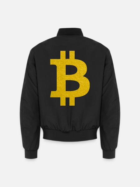 Goldener Bitcoin Symbol Shirt - Unisex Bomberjacke - Schwarz