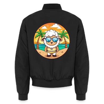 Schaf Lustige Cartoon Sommer Strand Sonnenbrille - Unisex Bomberjacke - Schwarz - Hinten - AI Model Male 185 light (185cm)