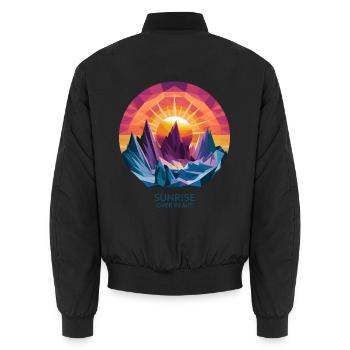 Sunrise Over Peaks - Unisex Bomber Jacket - black - Back - AI Model Male 185 light (185cm)