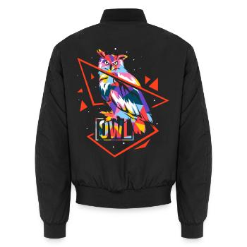 Geometrische Nachteule Jägerin - Unisex Bomberjacke - Schwarz - Hinten - AI Model Male 185 light (185cm)