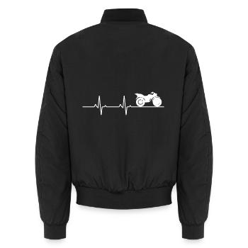 Motorrad Herzschlag - Unisex Bomberjacke - Schwarz - Hinten - AI Model Male 185 light (185cm)