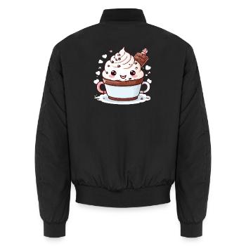 Charmanter Kakao-Begleiter - Unisex Bomberjacke - Schwarz - Hinten - AI Model Male 185 light (185cm)