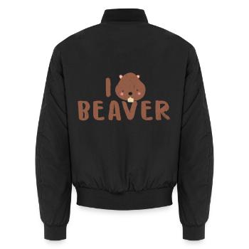Wasserliebender Biber Flussufer - Unisex Bomberjacke - Schwarz - Hinten - AI Model Male 185 light (185cm)