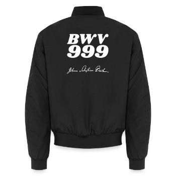 Johann Sebastian Bach BWV 999 - Unisex Bomber Jacket - black - Back - AI Model Male 185 light (185cm)