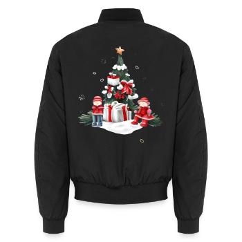 Weihnachtskinder - Unisex Bomberjacke - Schwarz - Hinten - AI Model Male 185 light (185cm)