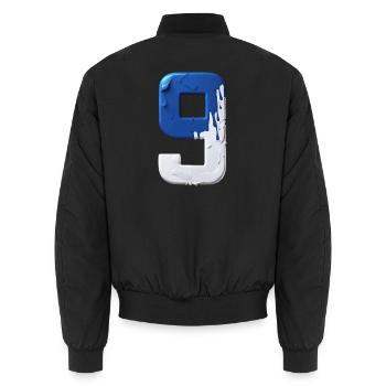 NO. 9 NUMBER 9 BLUE WHITE 9TH BIRTHDAY - Unisex Bomber Jacket - black - Back - AI Model Male 185 light (185cm)