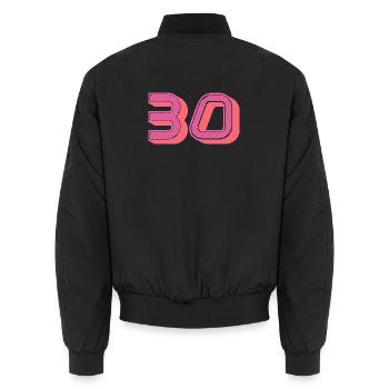 30. 30 YEARS. 30th ANNIVERSARY. 30 YEARS ANNIVERSARY. - Unisex Bomber Jacket - black - Back - AI Model Male 185 light (185cm)