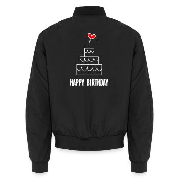 ALLES GUTE ZUM GEBURTSTAG. ALLES GUTE ZUM GEBURTSTAG. JAHRESTAG - Unisex Bomberjacke - Schwarz - Hinten - AI Model Male 185 light (185cm)