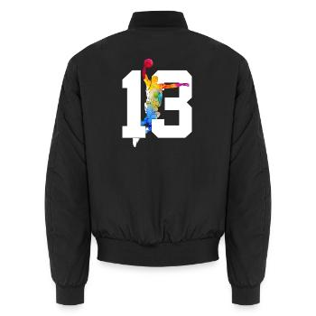 NUMBER 13 BASKETBALL 13TH BIRTHDAY - Unisex Bomber Jacket - black - Back - AI Model Male 185 light (185cm)