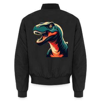 Dinosaurier Cartoon Figur Buntes Haustier Tier - Unisex Bomberjacke - Schwarz - Hinten - AI Model Male 185 light (185cm)