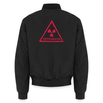 TSCHERNOBYL RADIATION WARNING ICON - Unisex Bomberjacke - Schwarz - Hinten - AI Model Male 185 light (185cm)