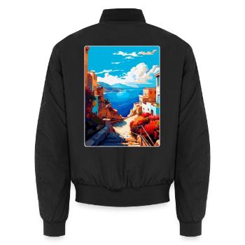 Kreta Griechenland Vintage Reiseplakat WPA Souvenir - Unisex Bomberjacke - Schwarz - Hinten - AI Model Male 185 light (185cm)