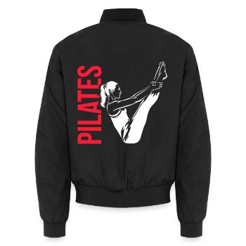 Energievolle Pilates Rumpfkraft - Unisex Bomberjacke - Schwarz - Hinten - AI Model Male 185 light (185cm)