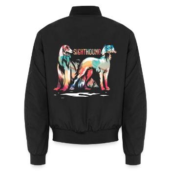 Pfeilschneller Windhund Jagdhund - Unisex Bomberjacke - Schwarz - Hinten - AI Model Male 185 light (185cm)